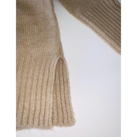 Topshop Sweater Womens Small Beige Chunky Knit Turtleneck Pullover Relaxed - Picture 8 of 10